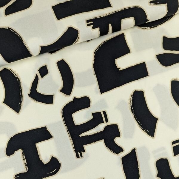 Atelier Jupe, Off-white viscose with black print